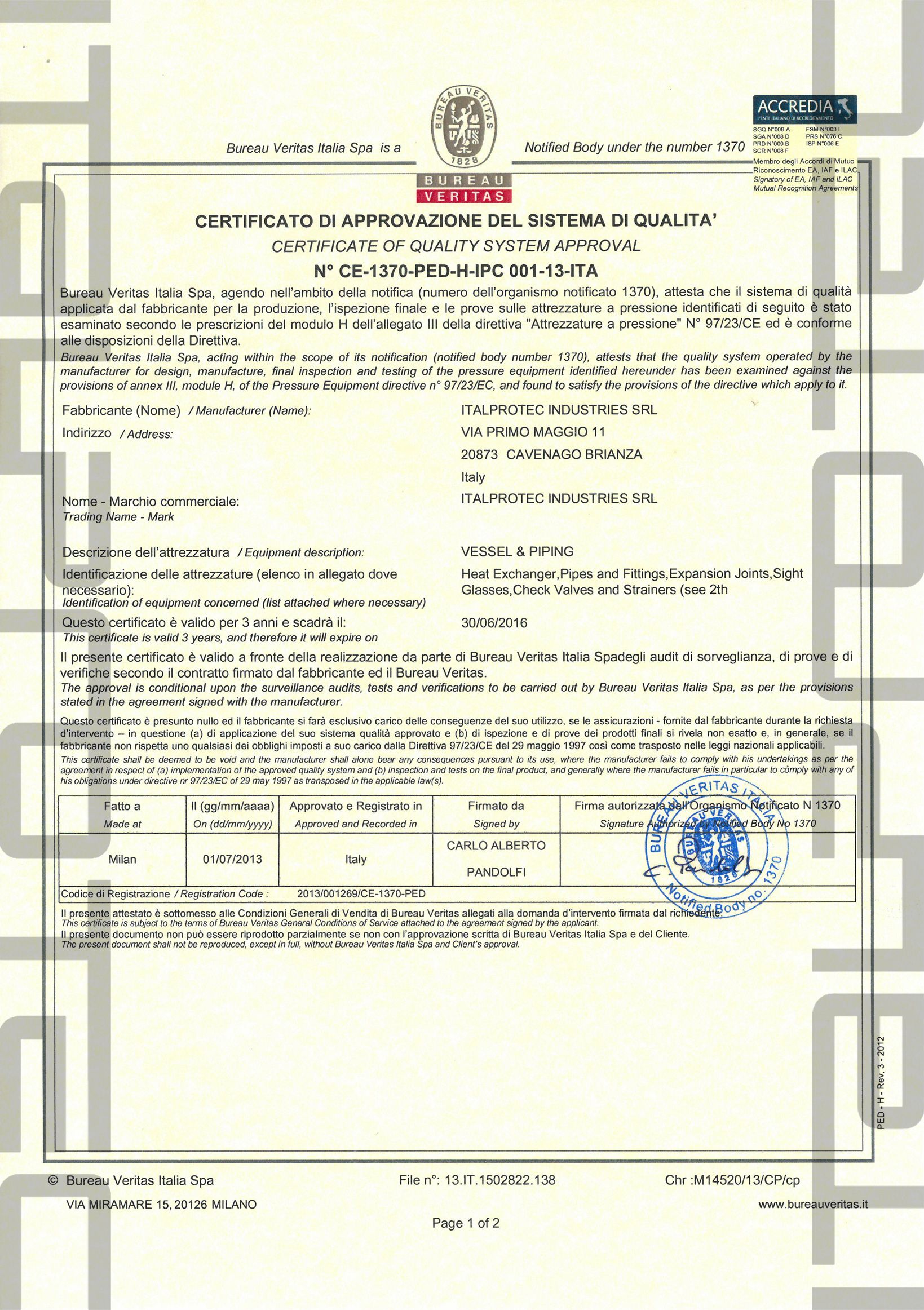 Direttiva 97/23/CE (PED)